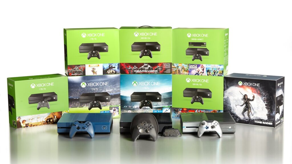 Microsoft Explored Xbox Digital Ownership Features in 2011 Official Xbox One family image showing multiple console bundles and controllers