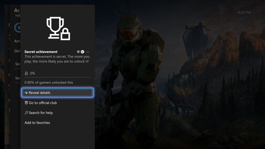 Xbox PC App Reveals Mythic Achievement System Details Xbox secret achievement interface shown over Halo Infinite