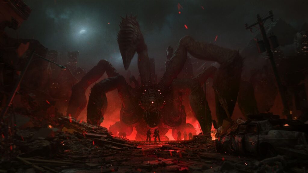 Microsoft Expands Advanced Shader Delivery to RTX and Intel Arc Official Gears of War: E-Day launch artwork showing a massive Locust creature towering over the battlefield