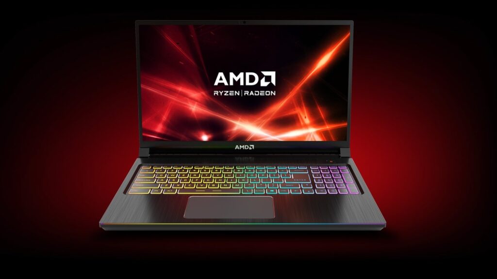 AMD Bringing FSR 4 to APUs, Gaming Laptops and Handhelds Official AMD gaming laptop image with Ryzen and Radeon branding on the display