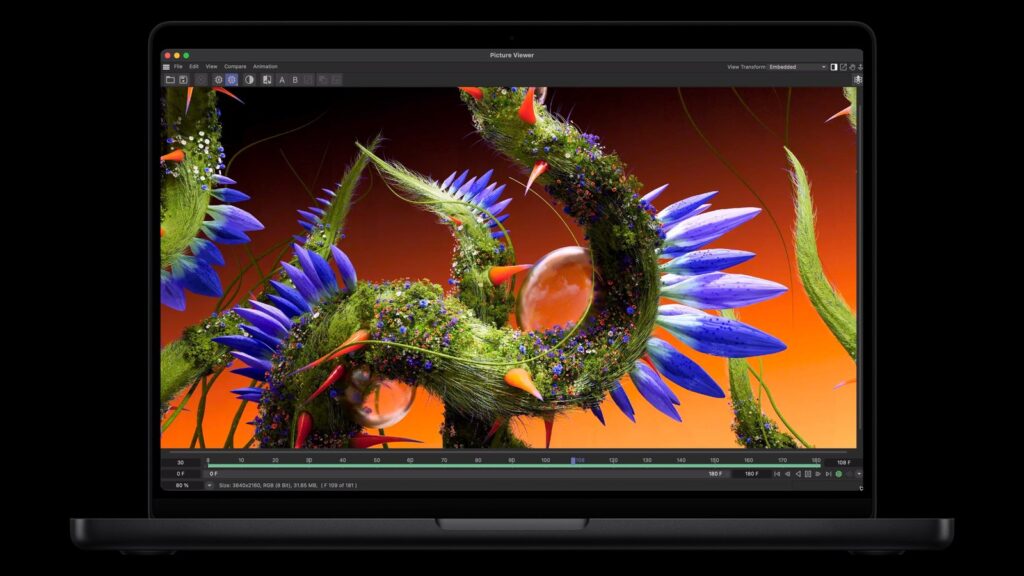 Apple Launches M6 MacBook Pro and iMac With Faster Graphics Official Apple promotional image showing the new 14-inch MacBook Pro with M6, partially open in a side view against a