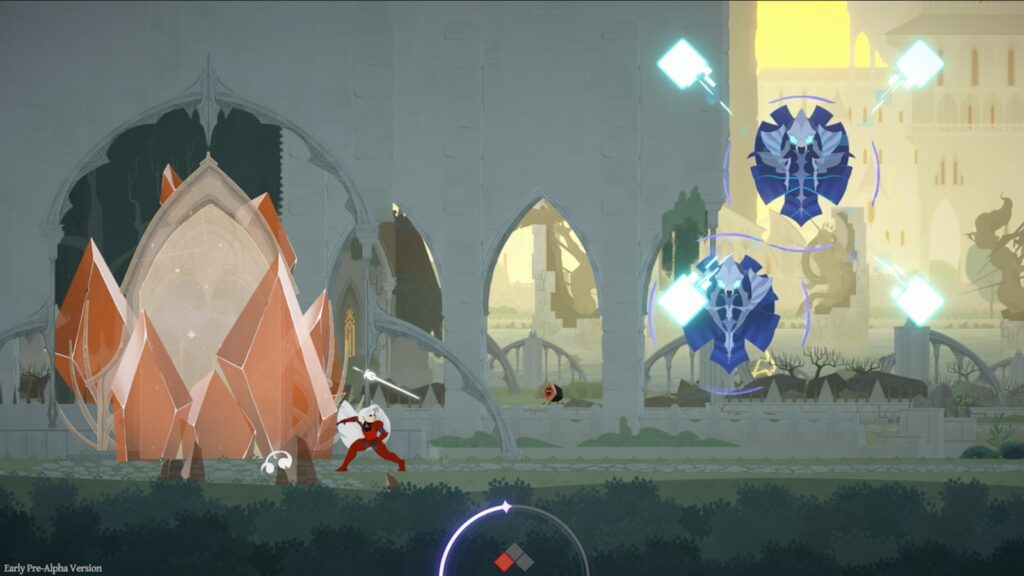 At Fate’s End Delayed to 2027 as PC Demo Goes Live Official At Fate’s End gameplay screenshot showing Shan facing two floating armored enemies in a ruined cathedral-like