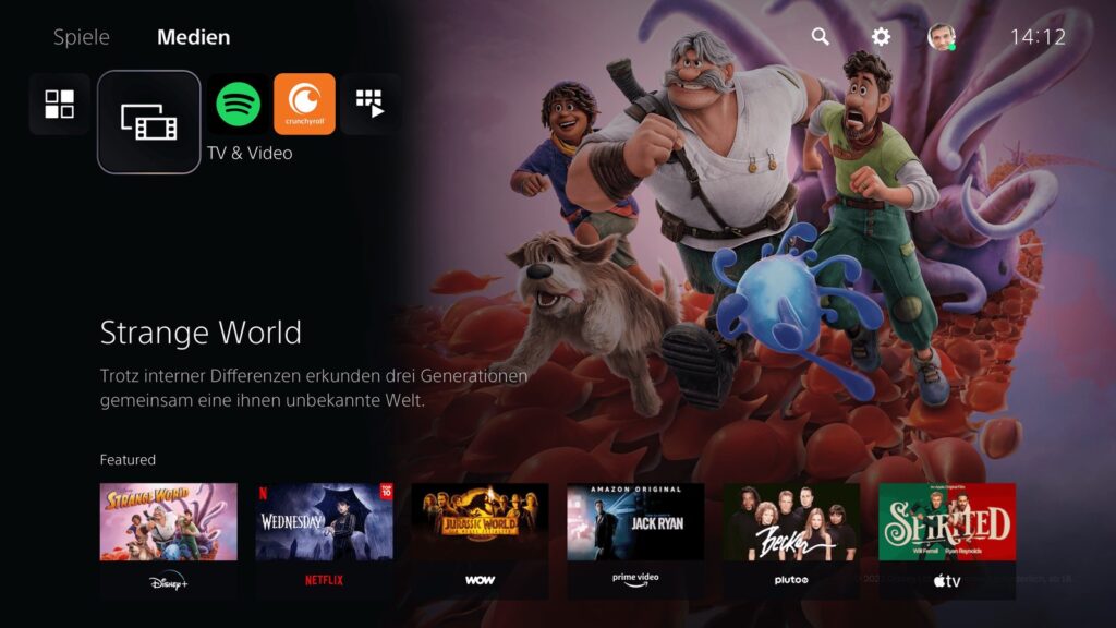 Crunchyroll Anime Hub Coming to PS5 in Spring 2027 Official PS5 Media home screen with the Crunchyroll icon visible in the top app navigation