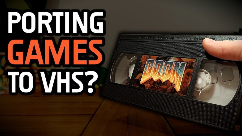 Doom and Super Mario Bros Turned Into Interactive VHS Games Original Throaty Mumbo video thumbnail for the VHS gaming project, showing the custom setup and retro gaming hardware