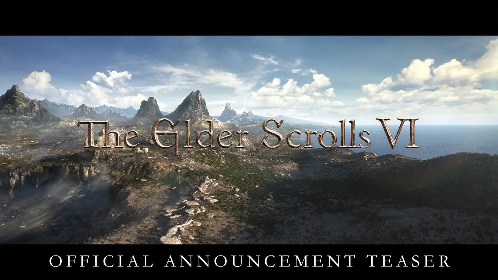 Official Bethesda announcement teaser thumbnail featuring the mountainous fantasy landscape associated with The Elder