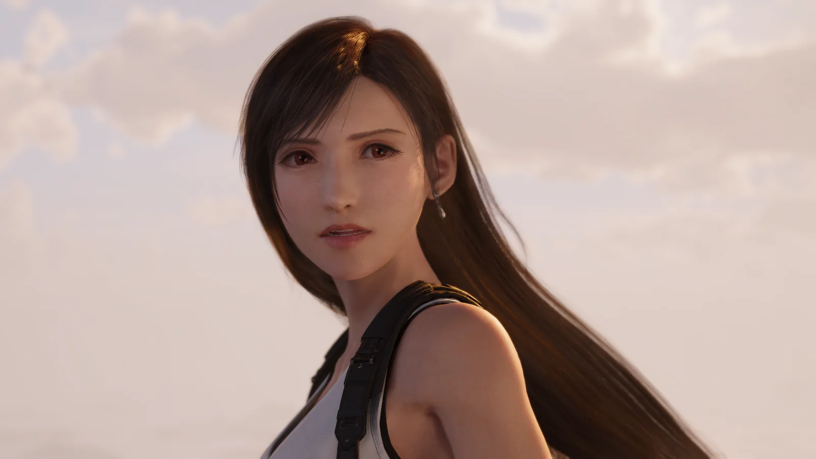 Final Fantasy VII Revelation screenshot showing Tifa Lockhart in a close-up cinematic scene