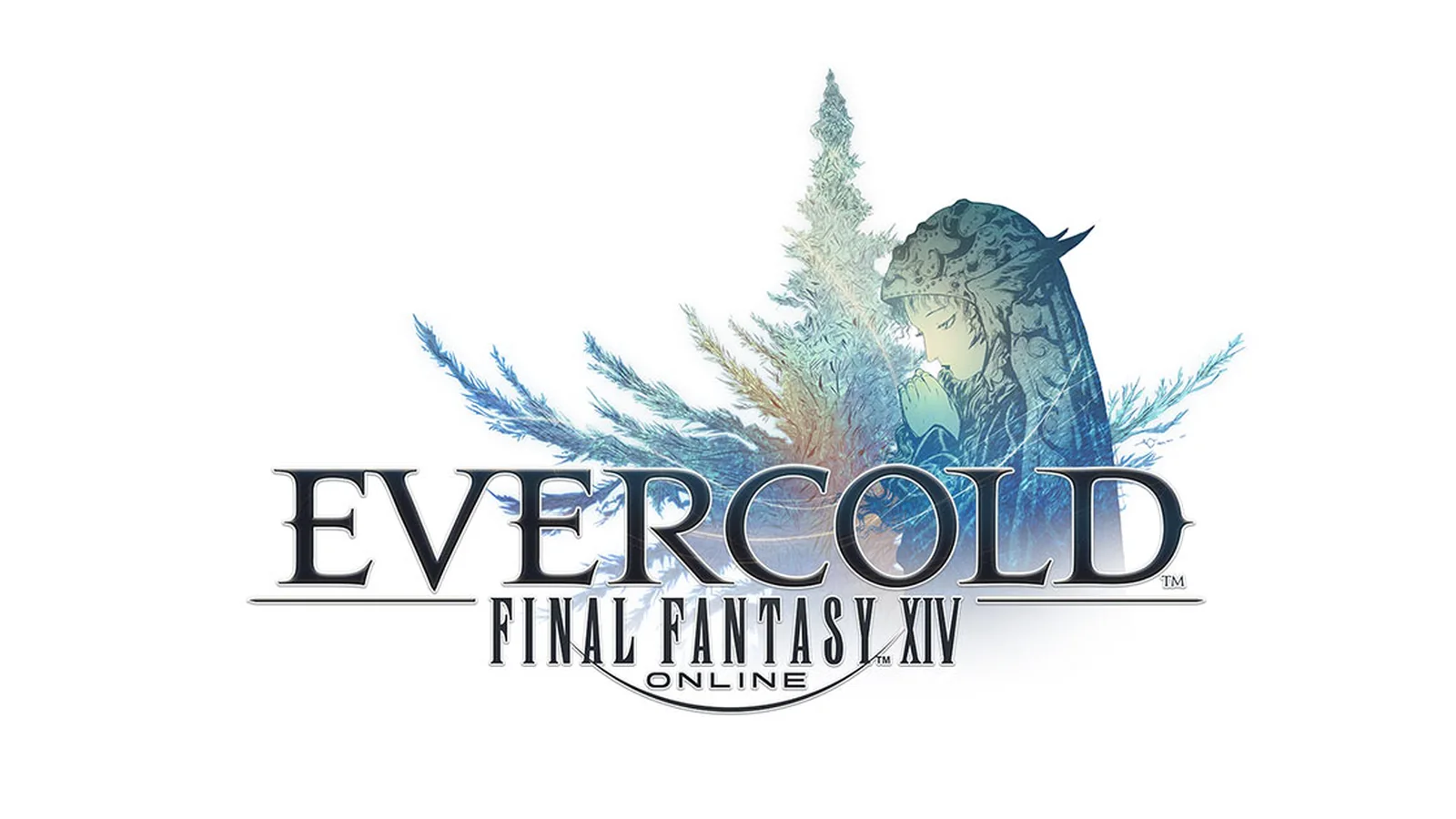 Official Evercold promotional artwork showing three armed characters standing in a snowy battlefield beneath a glowing