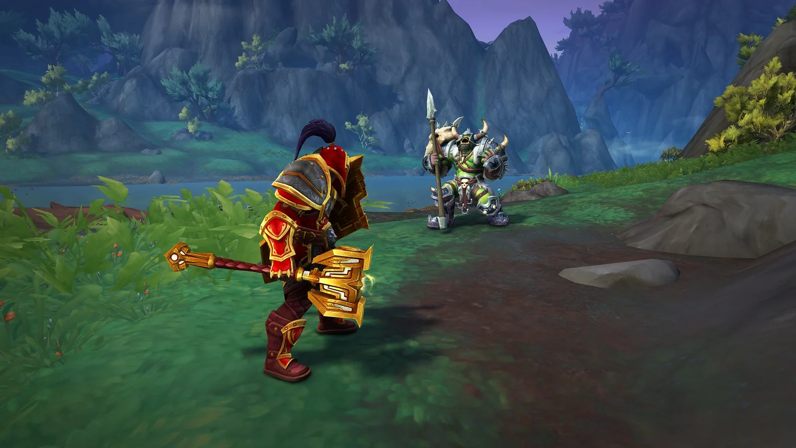 Official World of Warcraft Orc heritage armor scene featuring Orc characters in-game
