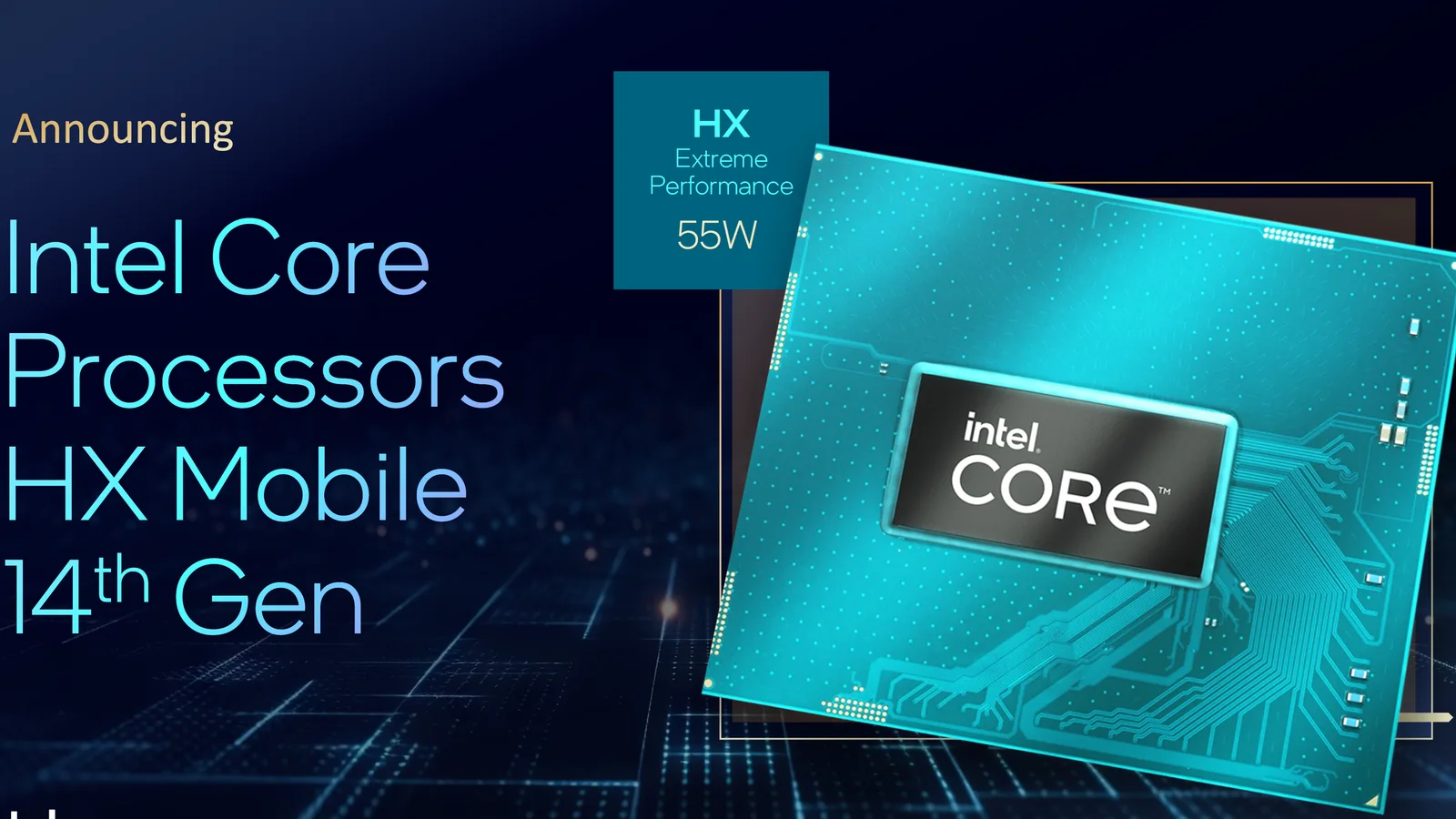 Intel promotional slide announcing 14th Gen Core HX mobile processors