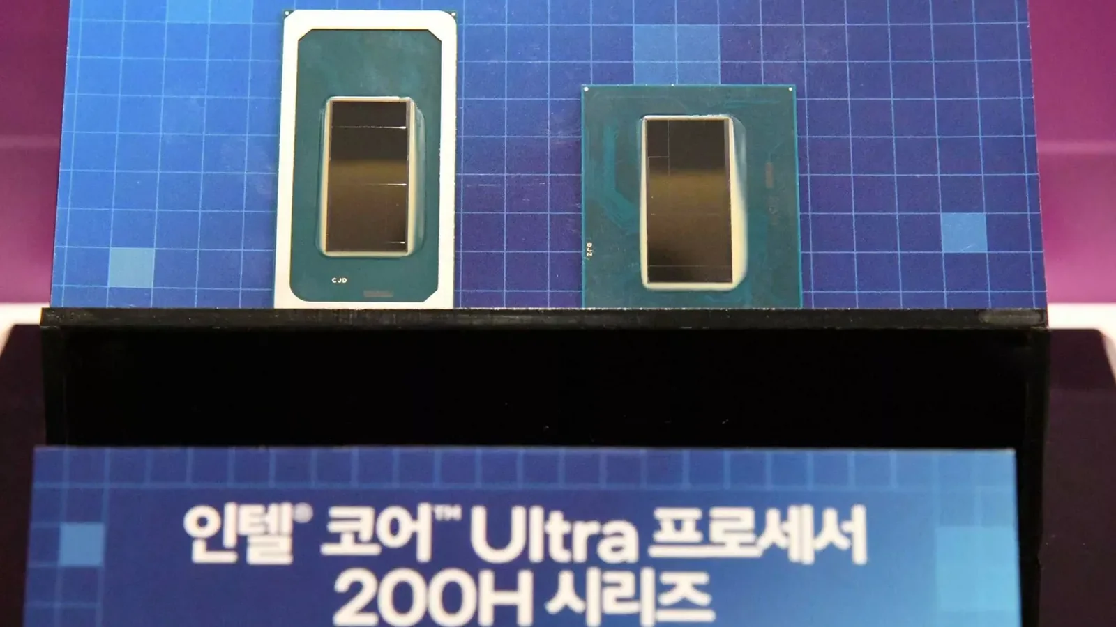 Intel Core Ultra processor display photographed at Intel Tech Day