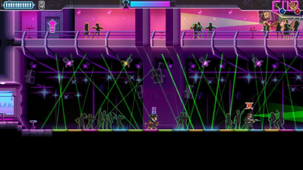 Katana ZERO DLC Grows to Sequel Size With 30 New Songs Katana ZERO action scene inside a neon-purple nightclub illuminated by green lasers