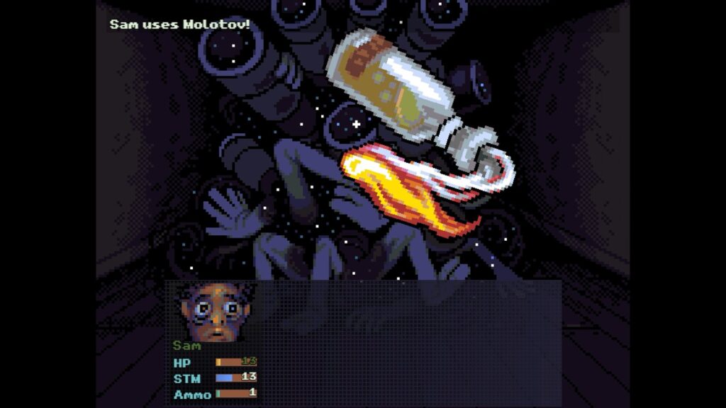 Look Outside Launches on PS5, PS4 and Switch on October 30 A Molotov cocktail being thrown toward an enormous tentacled creature during turn-based combat