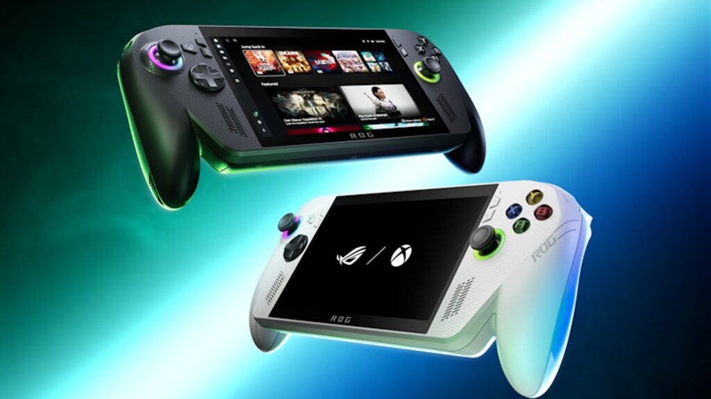 Microsoft Reportedly Plans New Xbox Handheld for Holiday 2027 Black ROG Xbox Ally X and white ROG Xbox Ally shown together against a teal and blue gradient background