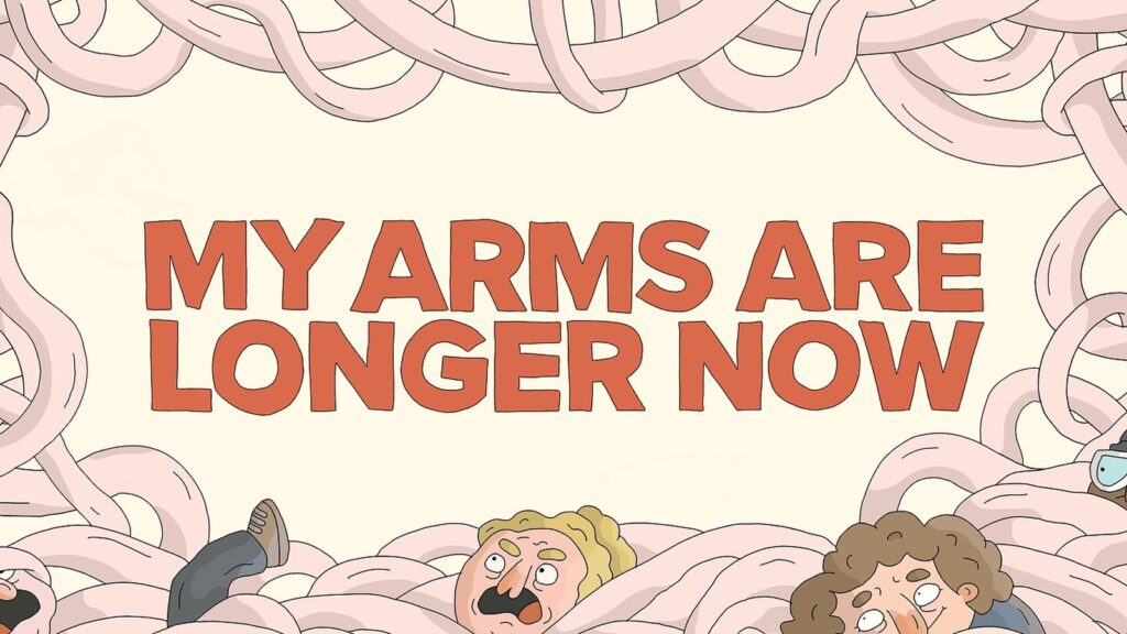 My Arms Are Longer Now Launches March 11, 2027 Official gameplay screenshot showing the game's distinctive hand-drawn visual style and elongated-arm interactions
