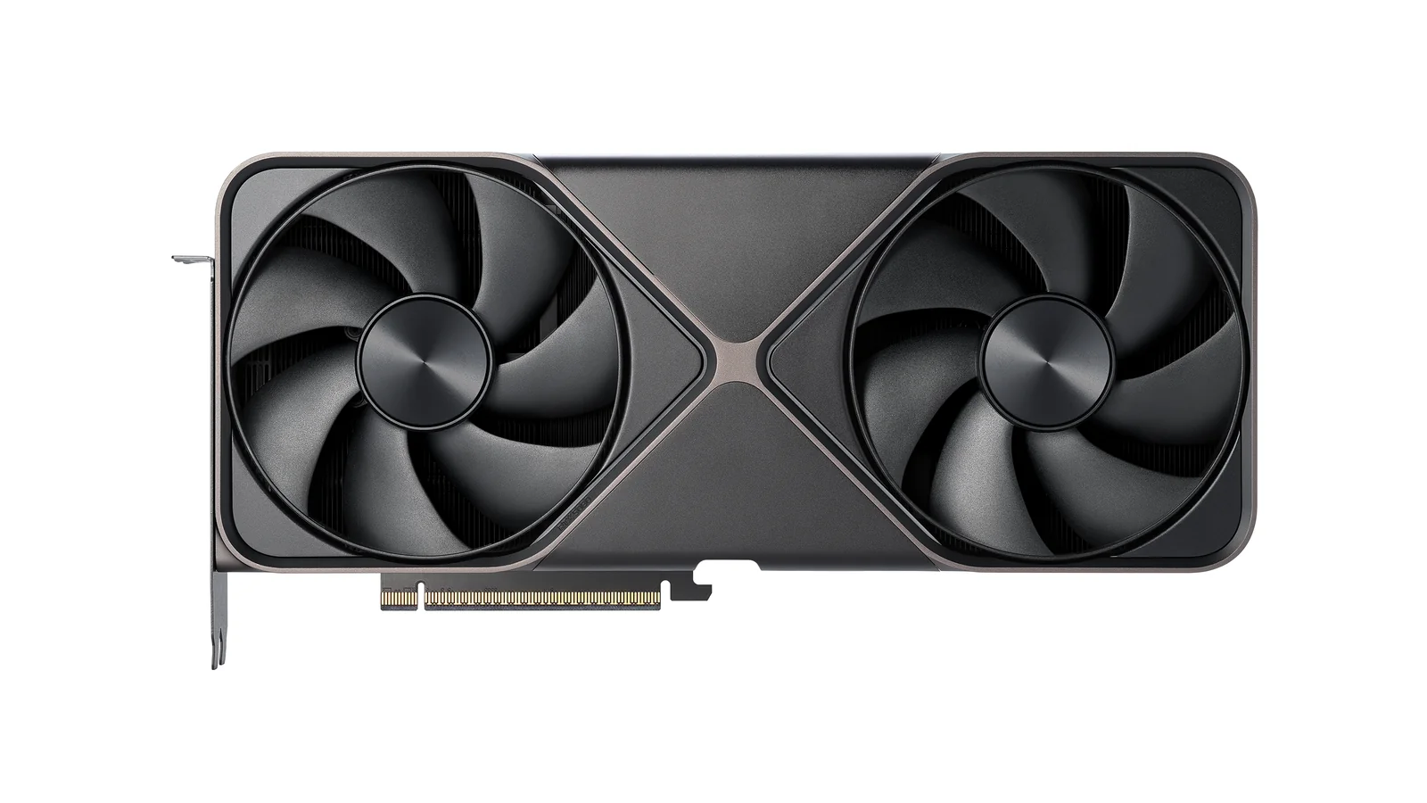 GeForce RTX 5080 Founders Edition graphics card photographed from the front on a clean white background