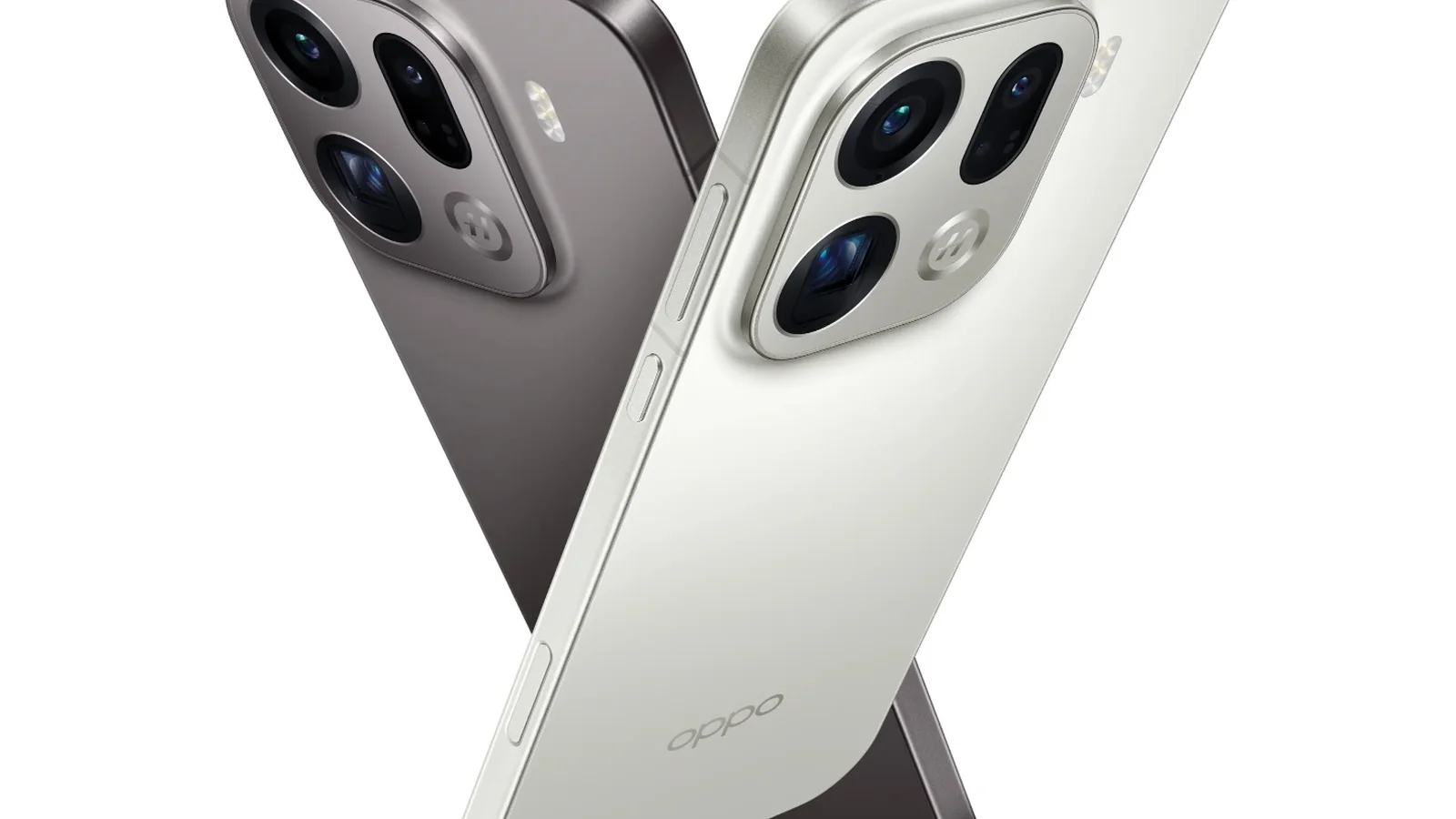 OPPO Find X10 Pro Max product image showing the rear camera system and flat-edged body in contrasting finishes