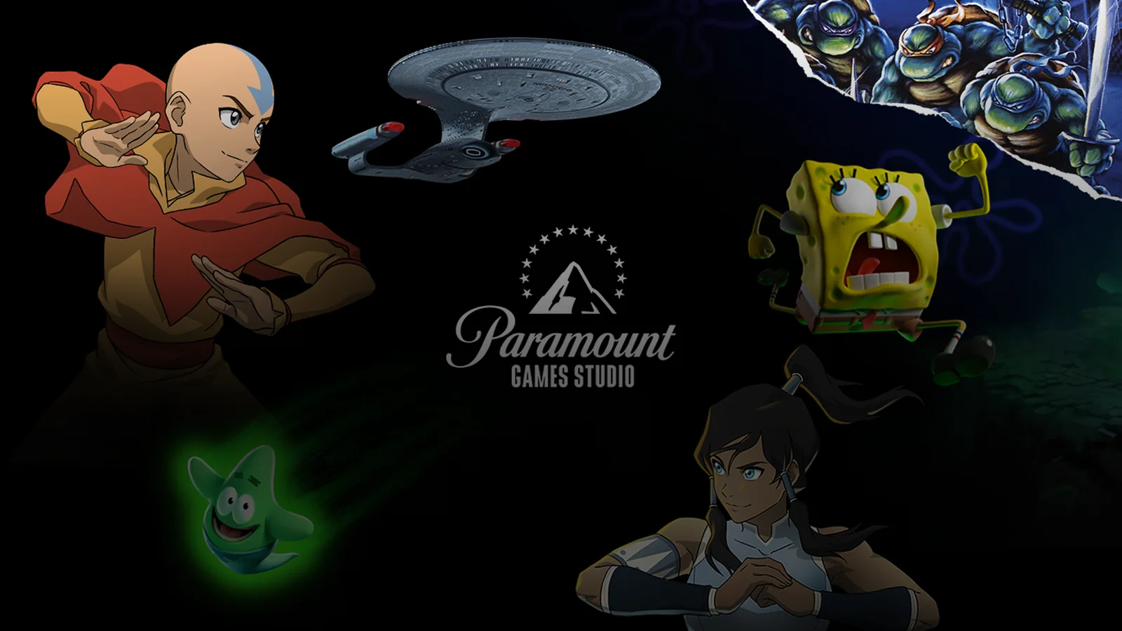 Official Paramount Games Studio artwork with the studio logo surrounded by Paramount gaming franchises