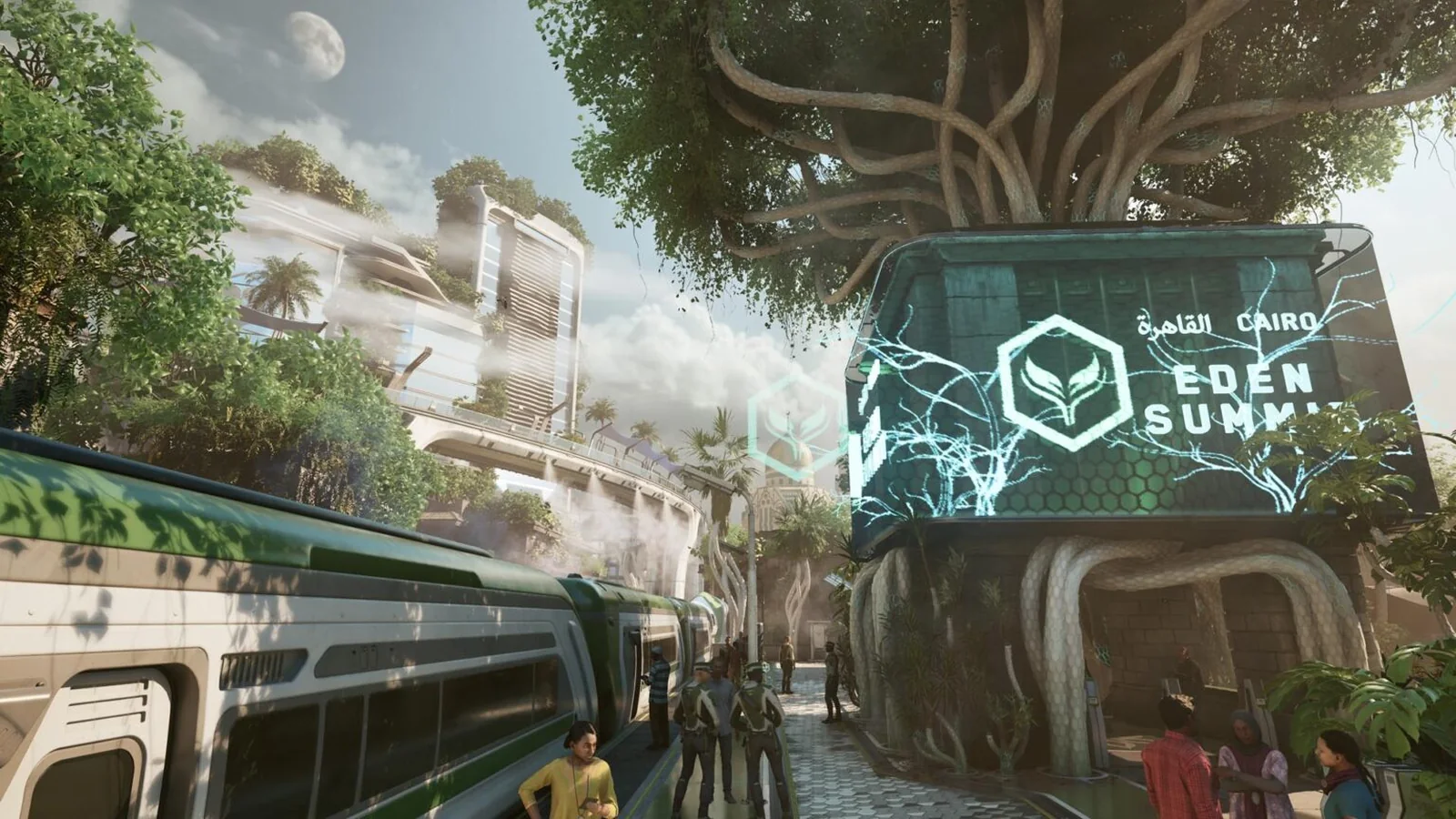 Official Perfect Dark gameplay screenshot showing the near-future Cairo environment