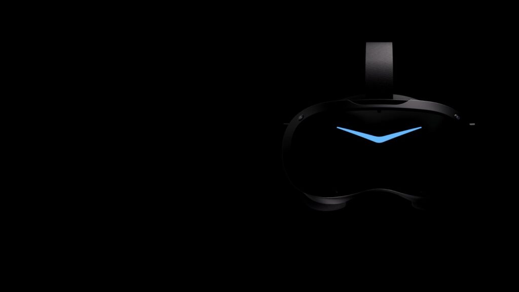 Pimax Crystal Pro Brings 60GHz Wireless PC VR for $1,399 Official front-on studio render of the Pimax Crystal Pro with its glossy black faceplate and blue illuminated accent