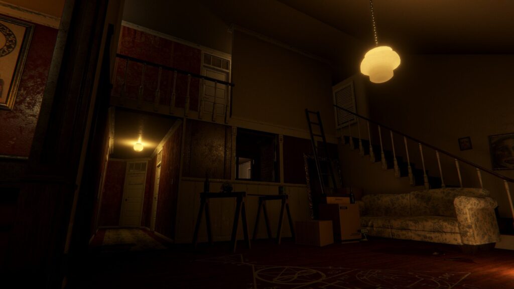 The Mortuary Assistant Developer Releases Free Horror Game Official Playable Archive gameplay screenshot showing a handheld camcorder with a blue "NO TAPE" display inside a dimly
