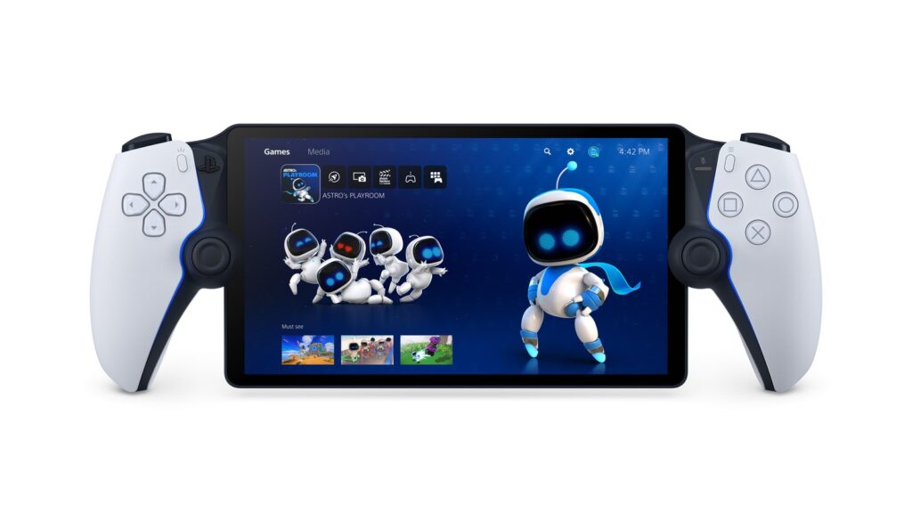 New PlayStation Portal Hardware Appears in Wi-Fi Certification Official front product render of the white PlayStation Portal remote player showing the full handheld with PlayStation