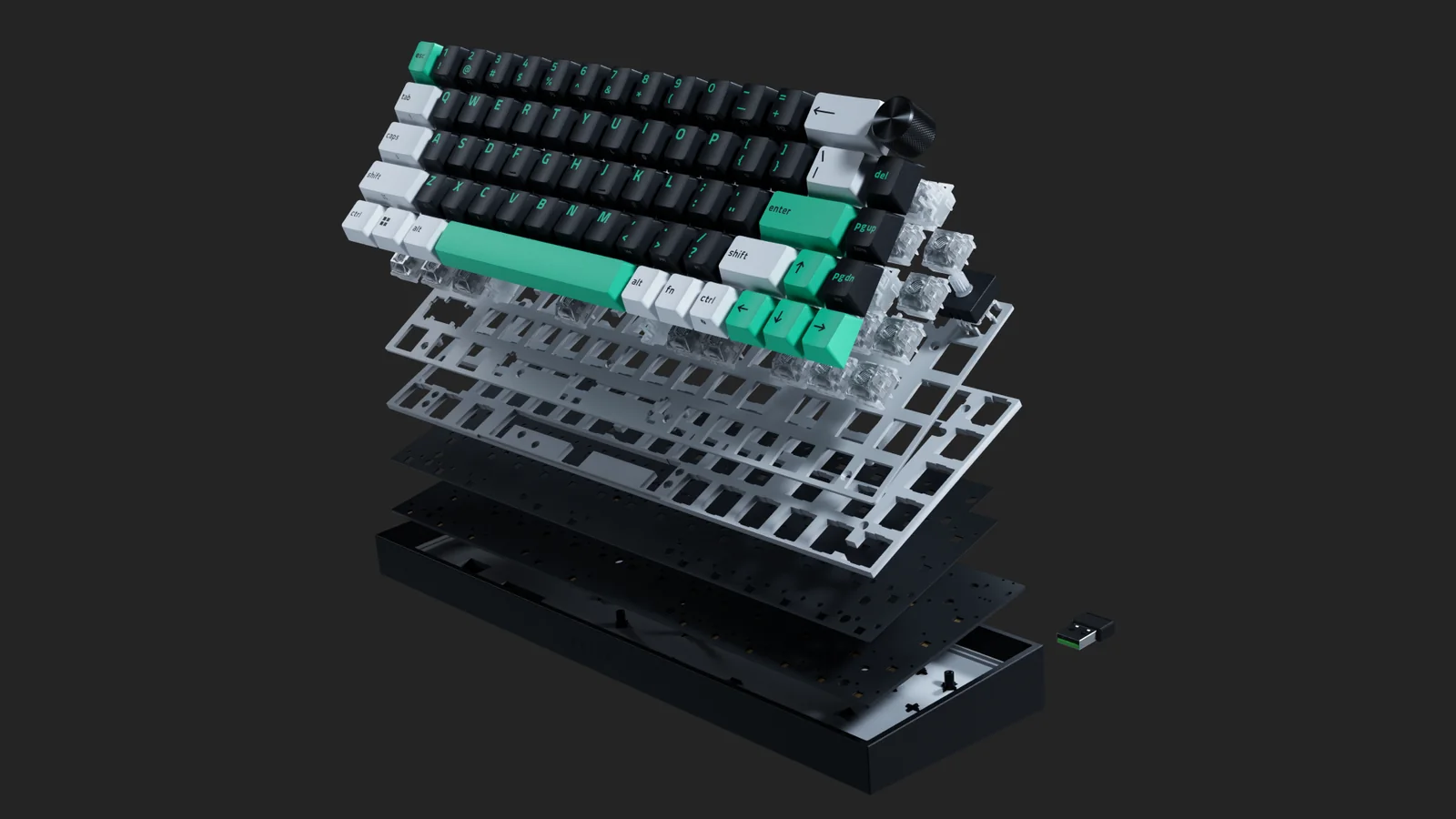 Official hero product image of the Razer Reclusa Mini 65% wireless magnetic gaming keyboard, showing its compact layout