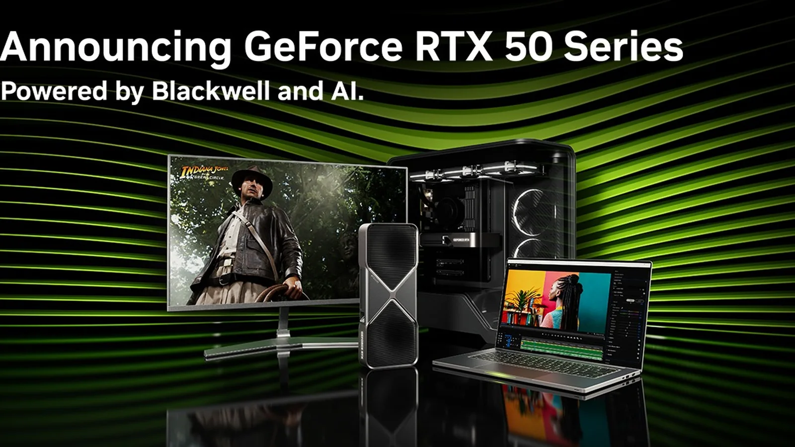 NVIDIA GeForce RTX 5090 Founders Edition in an angled studio product photograph, showing its distinctive dual-fan cooler
