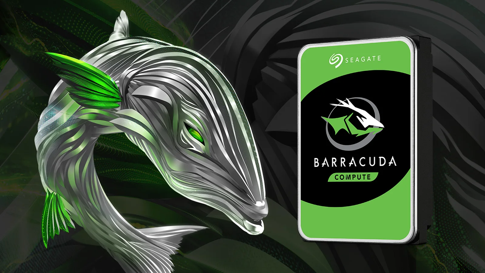 Seagate BarraCuda 20TB desktop hard drive shown at a three-quarter angle