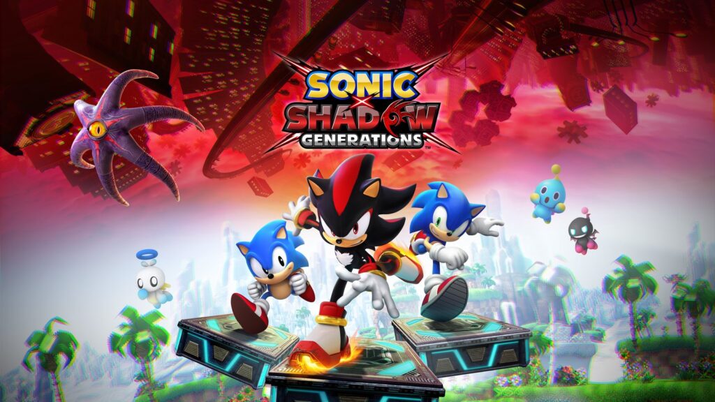Sonic X Shadow Generations Surpasses 3 Million Sales Worldwide Official Sonic X Shadow Generations key artwork showing Shadow, Modern Sonic and Classic Sonic racing across floating