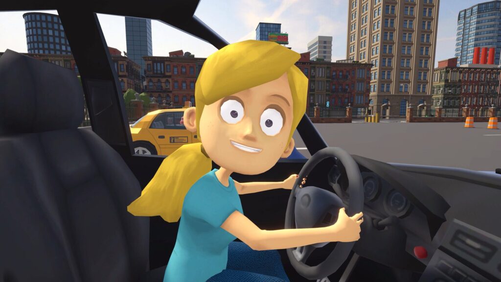Steam Demo’s $1,000 Daily AI Costs Force Developer to Take Loan Blonde cartoon girl smiling while holding the steering wheel inside a car, with a city street and yellow taxi visible