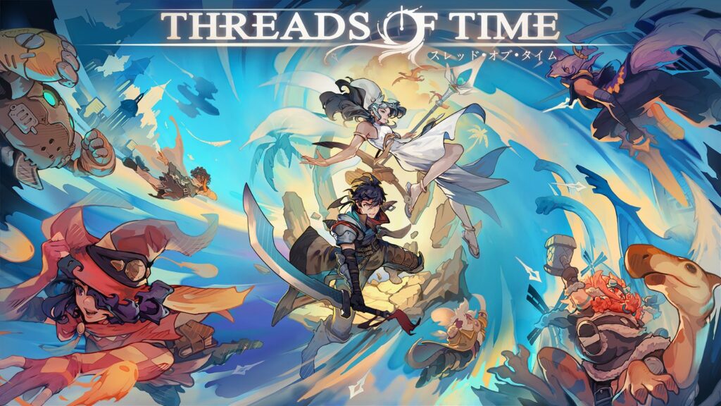 Threads of Time Launches Summer 2027, Switch Versions Confirmed Official 1920×1080 screenshot showing a prehistoric village, rope bridge, fantasy characters and dragon-like creatures