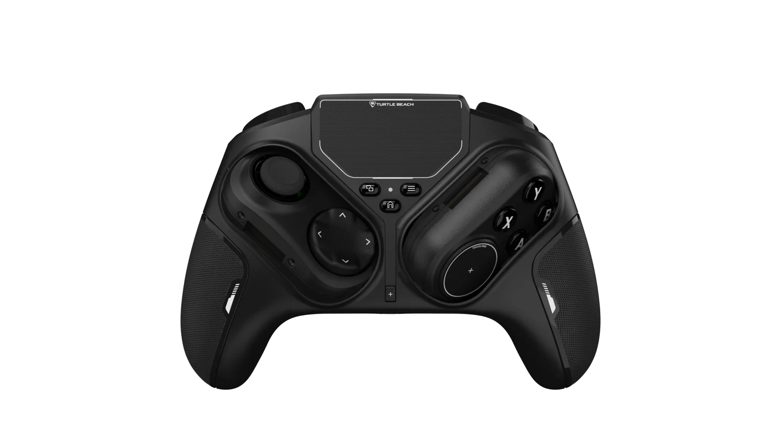 Official landscape promotional image of the black Turtle Beach Stealth Flip controller against a purple-orange sunset