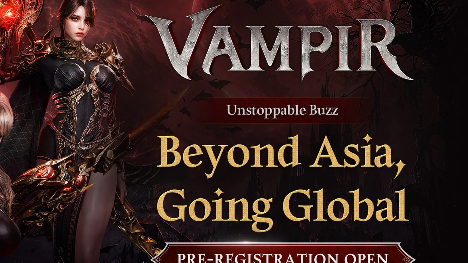 Official VAMPIR promotional key art published for the international pre-registration campaign