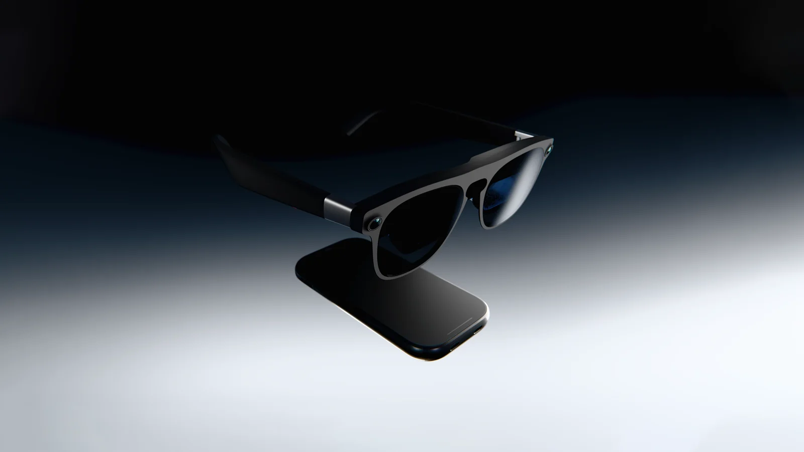 Official XREAL AURA hero render showing the XR glasses and separate computing puck against a dark gradient background