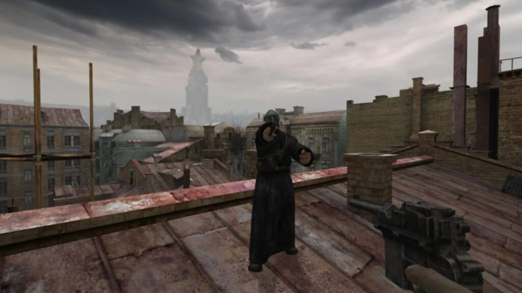 You Are Empty: Absolute Edition Launches With Major PC Upgrades First-person rooftop confrontation with a dark-clothed enemy overlooking a decaying Soviet city